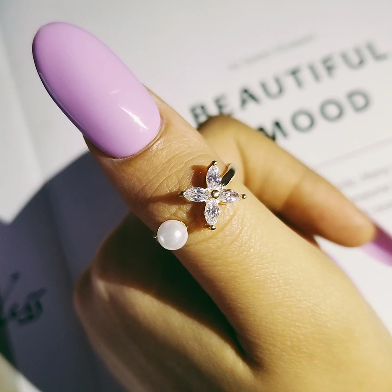 Женские регулируемые Открытые Кольца moonso черные Серебристые/золотистые кольца с