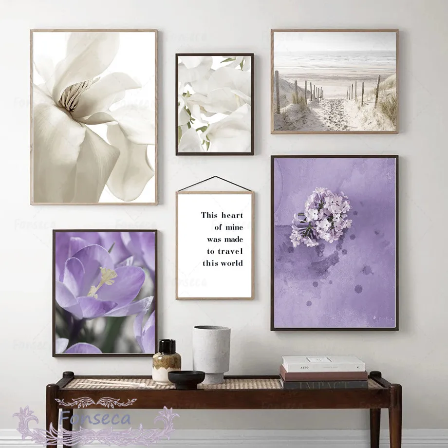 Плакат на холсте лаванды сирени магнолии простой фиолетовый белый цветок