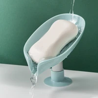 leaf shaped soap box soap holder perforated free standing suction cup drain rack toilet laundry soap dish bathroom accessories