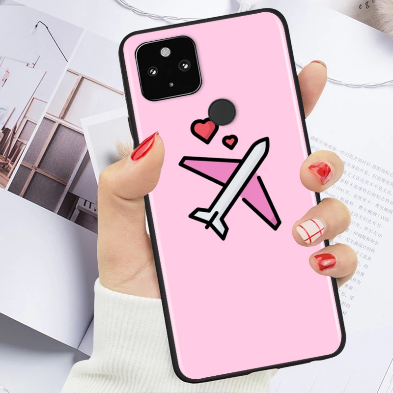 

Cartoon Air Plane Travel Shockproof Cover for Google Pixel 5 4 4A XL 5G Black Phone Case Shell Soft Fundas Coque Capa
