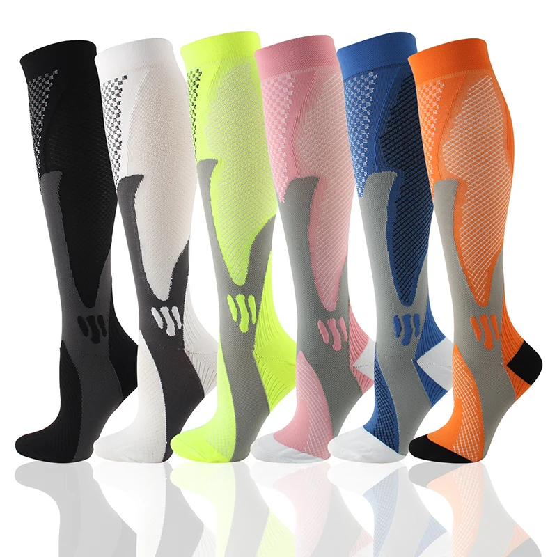 

1pair Pressure Socks Men Women Stylish Absorbs Sweat Stretch Sports Calf Socks Soft Compression Breathable Nylon Stockings