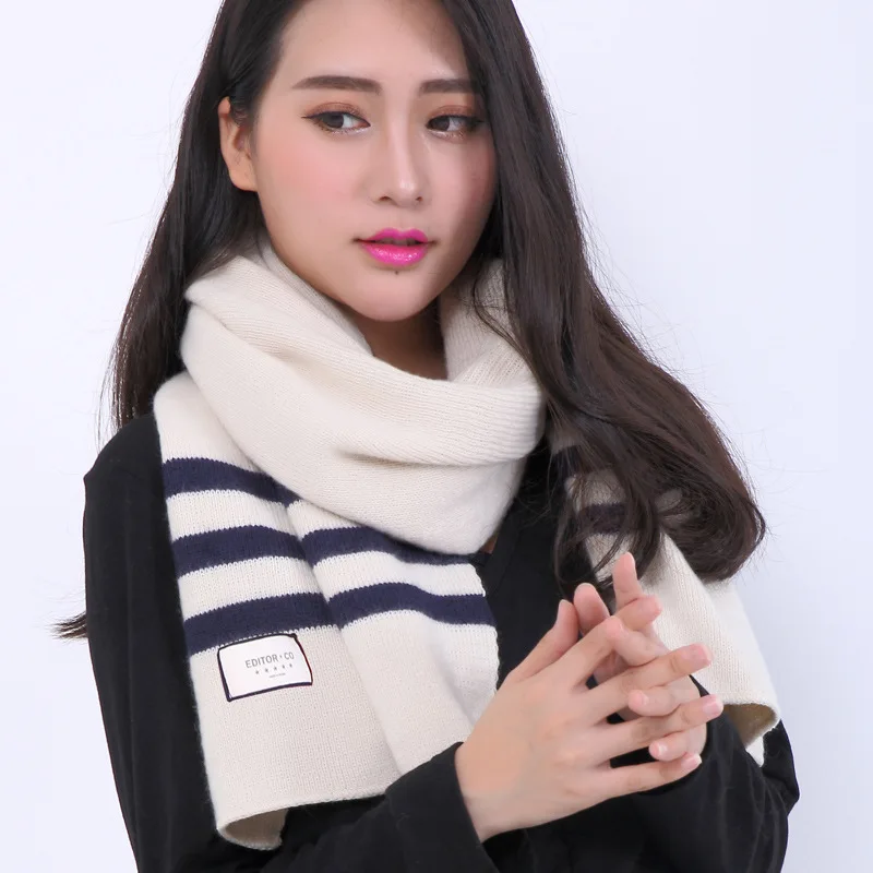 

Carat Lovers with The Same Striped Couple Scarf, College Style Autumn and Winter Men and Women Thick Warm Shawl, Label Collar