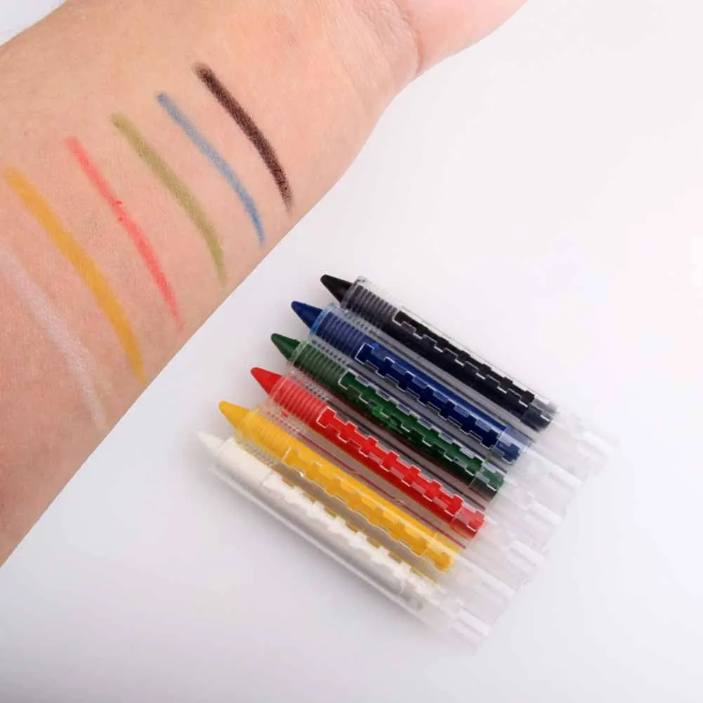 

Cosplay Easy Apply Makeup Halloween Party 6 Colors Face Paint Kit Body Art Palette Removable Non Toxic Portable Water Soluble