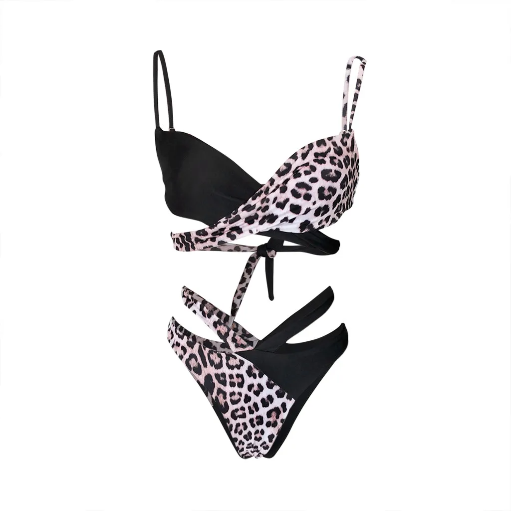 Соблазнительное бикини 2021 раздельный купальник с леопардовым принтом на