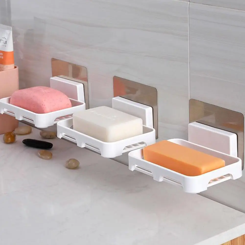 

1PC Soap Dishes Drain Kitchen Wall Mounted Soap Sponge Holder Storage Rack Bathroom Organizer Draining Hanging Soap Box