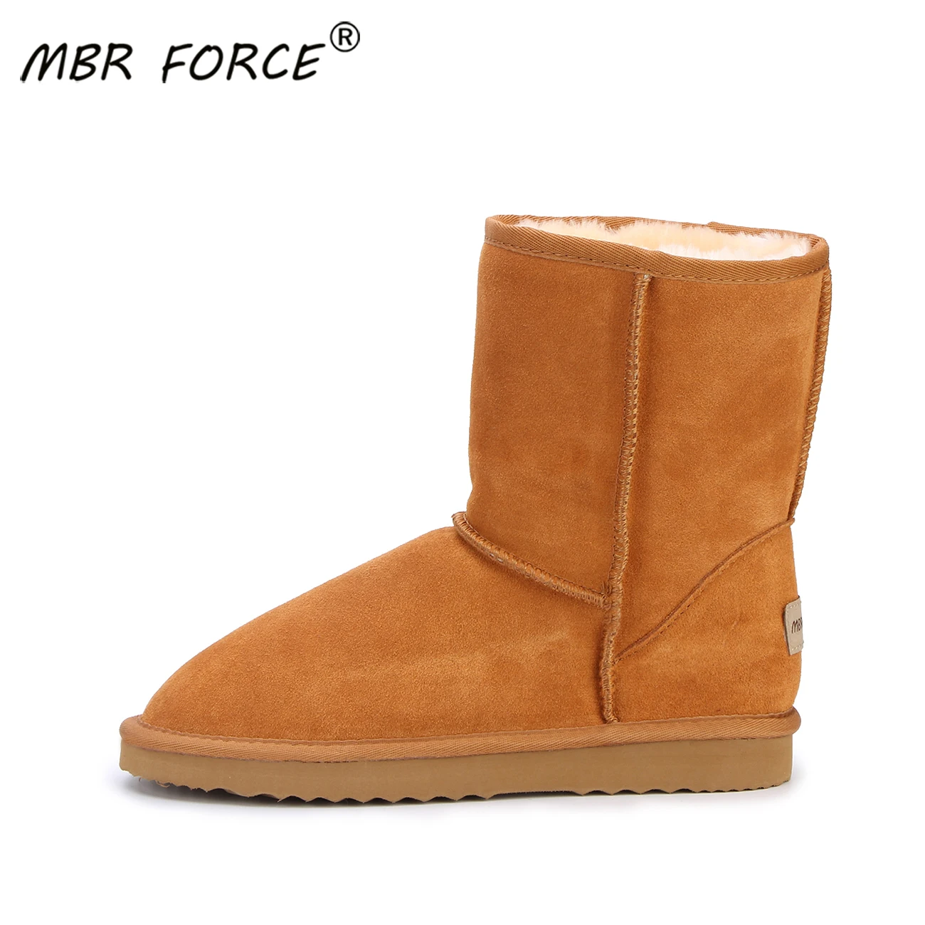 Женские замшевые ботинки MBR FORCE теплые зимние сапоги до середины икры из