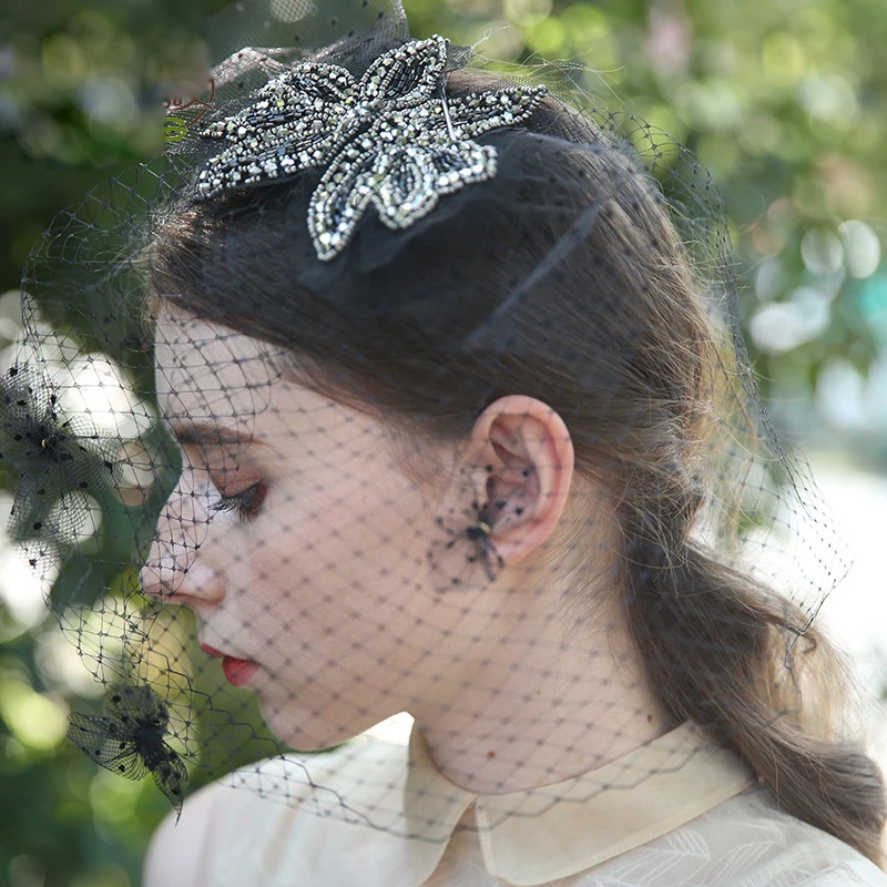 Фата невесты черная Готическая с бисером в клетку 2020 | Свадьбы и торжества