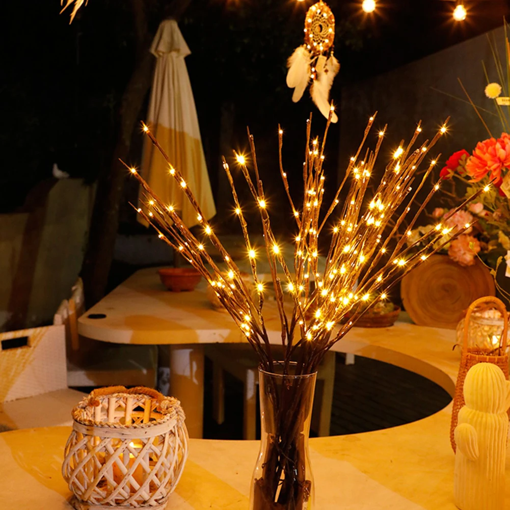

20 Bulbs LED Willow Branch Lights Lamp Natural Tall Vase Filler Willow Twig Lighted Branch Christmas Wedding Decorative Lights