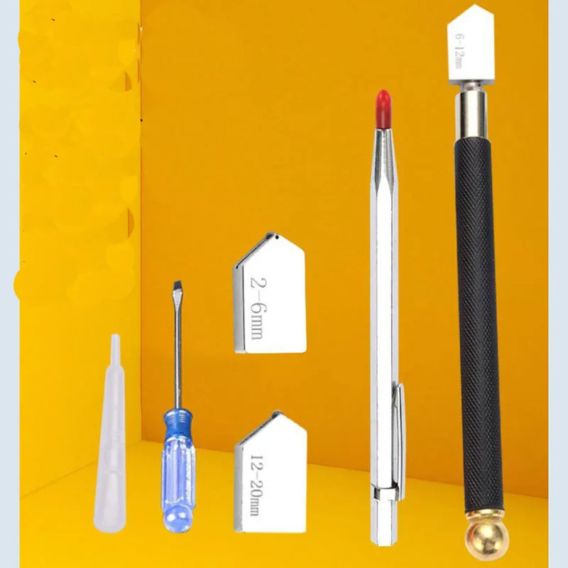 

7 в 1 алмазный резак для стекла с масляным сплавом, режущее колесо, металлическая ручка, головка для стекла, зеркала, плитки и т. д., режущий нож, инструменты