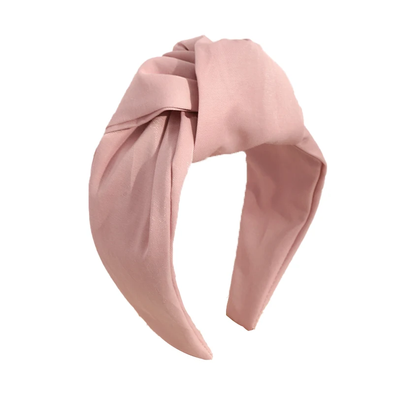 

New Fashion Women Headband Solid Color Smooth Satin Material Hairband For Adult Turban Center Knot Hair Accessories
