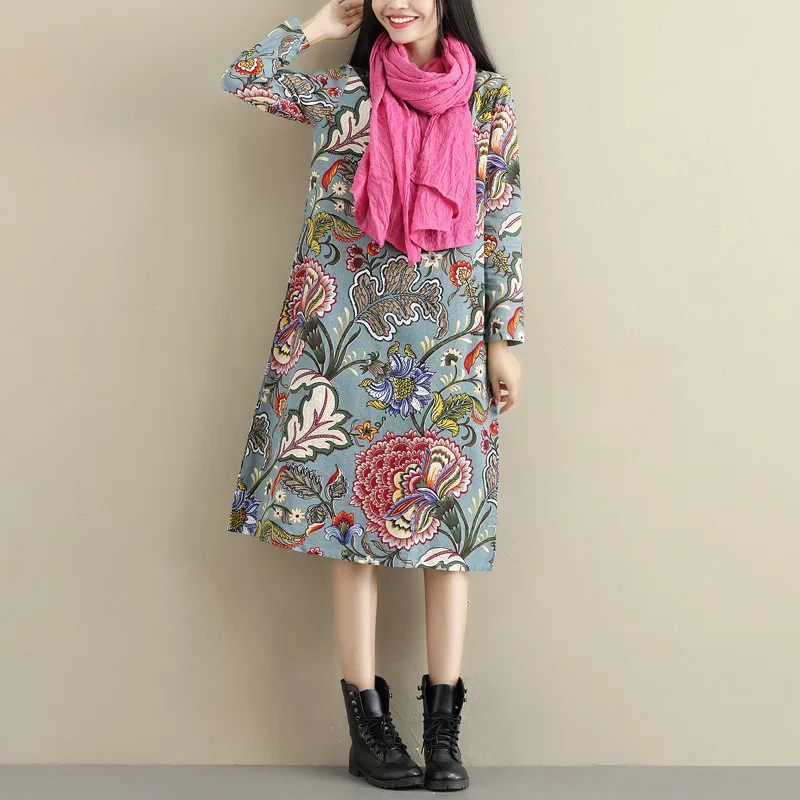 Модное осенне-зимнее платье 2020 Женские винтажные повседневные свободные платья