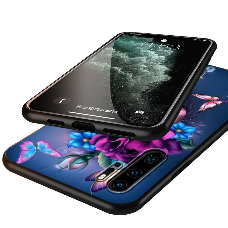 

Beautiful butterfly For Huawei P40 P30 P20 P10 P9 P8 Lite E mini Pro Plus 5G 2017 2019 Silicone Gloss Black Soft Phone Case
