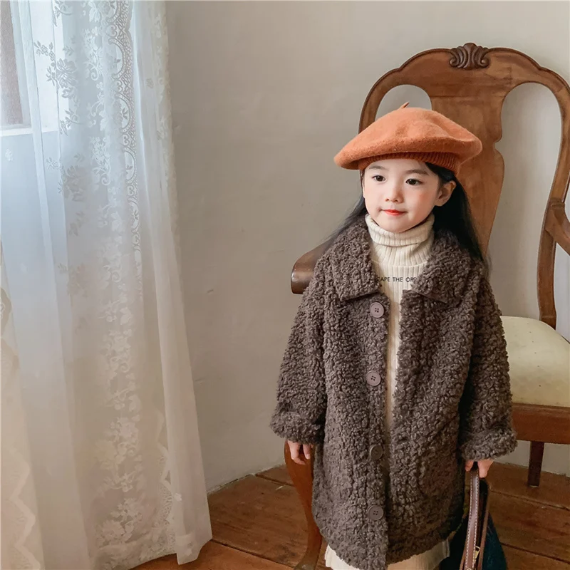 

Girls Boys Coat Jacket Tops 2021 Brown Warm Plus Thicken Winter Autumn Cotton Baby's Kids Long School Children's Clthing