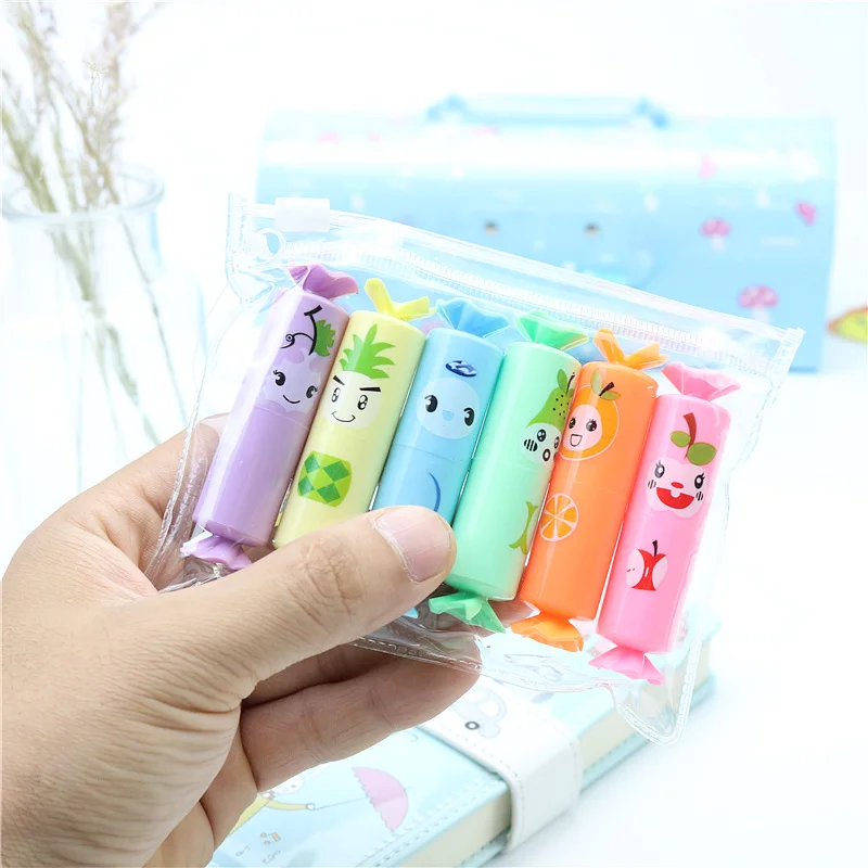 Cute candy highlighter marker set Student diary log painting learning focus Line drawing Stationery prize | Канцтовары для офиса и
