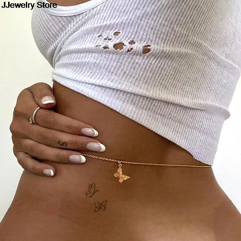1pc Sexy Body Jewelry Rhinestone Tennis Waist Chain for Women Beach Charm Bikini Belly Butterfly Belt |