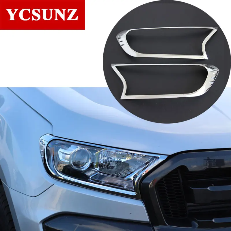 Углеродного волокна цвет фары Крышка для ford ranger T7 wildtrak everest - Цвет: CHROME
