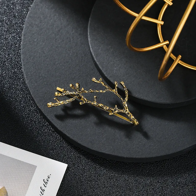 Модная интересная шпилька для волос с оленьими рогами металлический парик