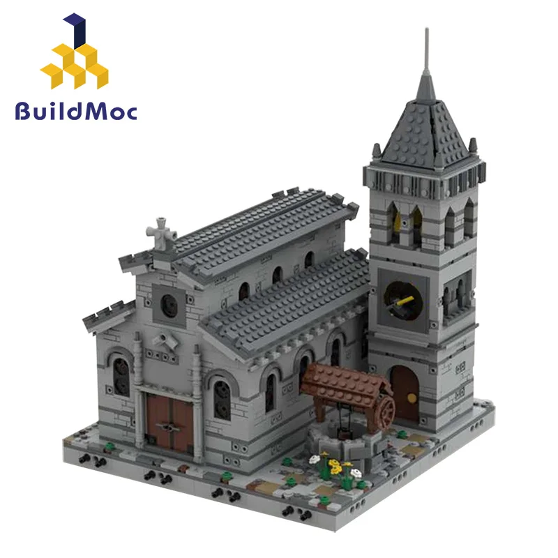 

Buildmoc Medieval Church Modular Notre-Dame Building Blocks Vintage Famous Church Architecture bricks Toys For Children
