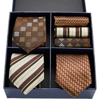 new stripe men ties set extra long size 145cm7 5cm necktie paisley silk jacquard woven neck tie suit wedding party gift box