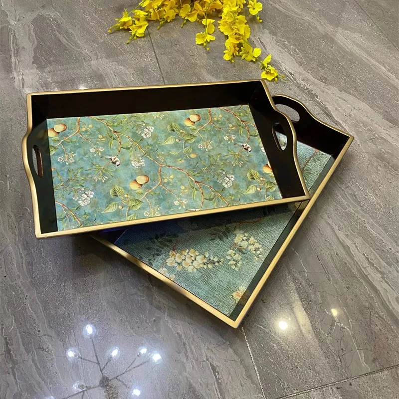

Pastoral Style Tray Wooden American Household Tea Fruit Rectangle Creative Coffee Tray Decorative Plateau Decoratif Service Tray