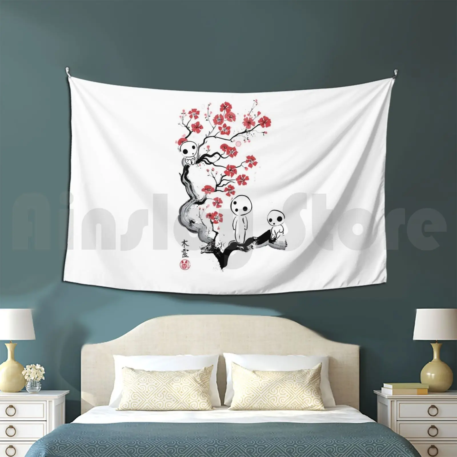 

Little Forest Spirits Customized Tapestry Princess Mononoke Kodama Spirited Away Totoro Spirited Away