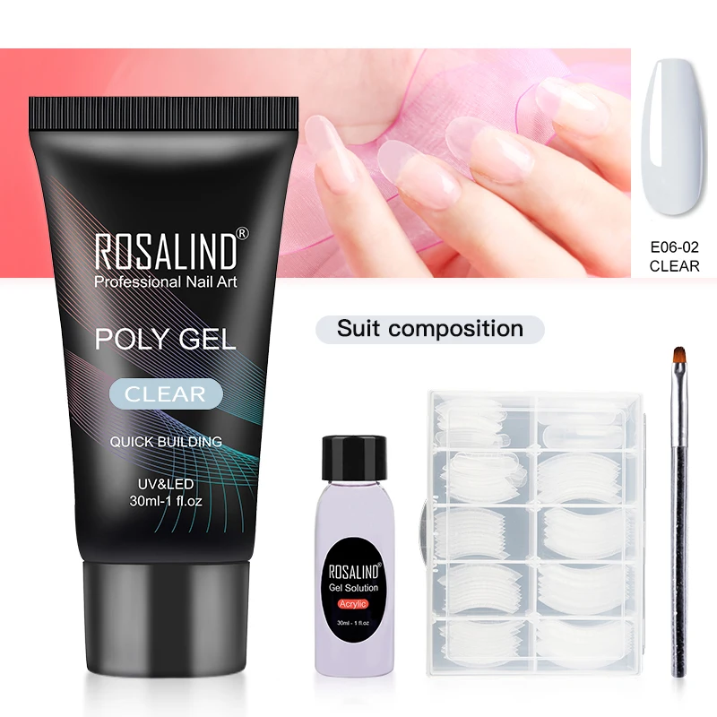 

ROSALIND Poly Nail Gel Kit For Nail Art Design Builder Gel For Manicure Varnish Fast Dry Poly Nail Gel Tool Nail Extension Kit
