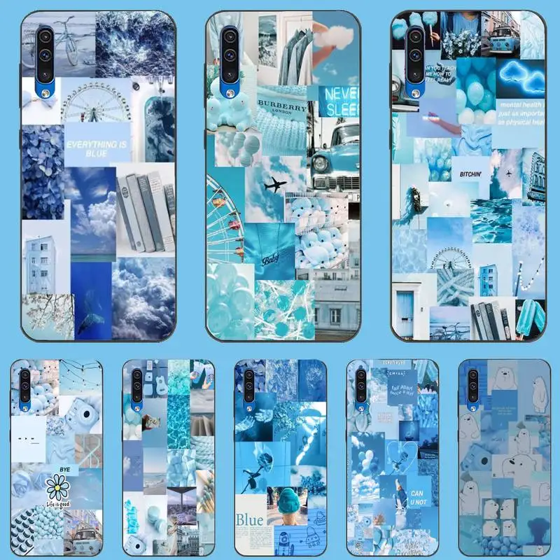 

Blue Stitching Phone Case For Redmi 9A 8A 7 6 6A Note 9 8 8T Pro Max 9 K20 K30 Pro Case