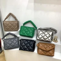 fashion soft pu women bag designer padded quilting handbags for women 2021 luxury lingge shoulder crossbody bags square purse