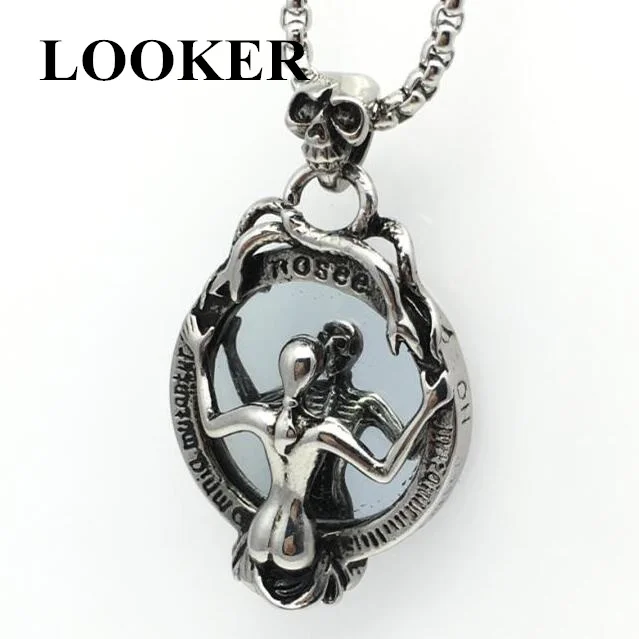 LOOKER Мода Винтаж Змея Скелет Магия зеркальное ожерелье готика красота Вампир