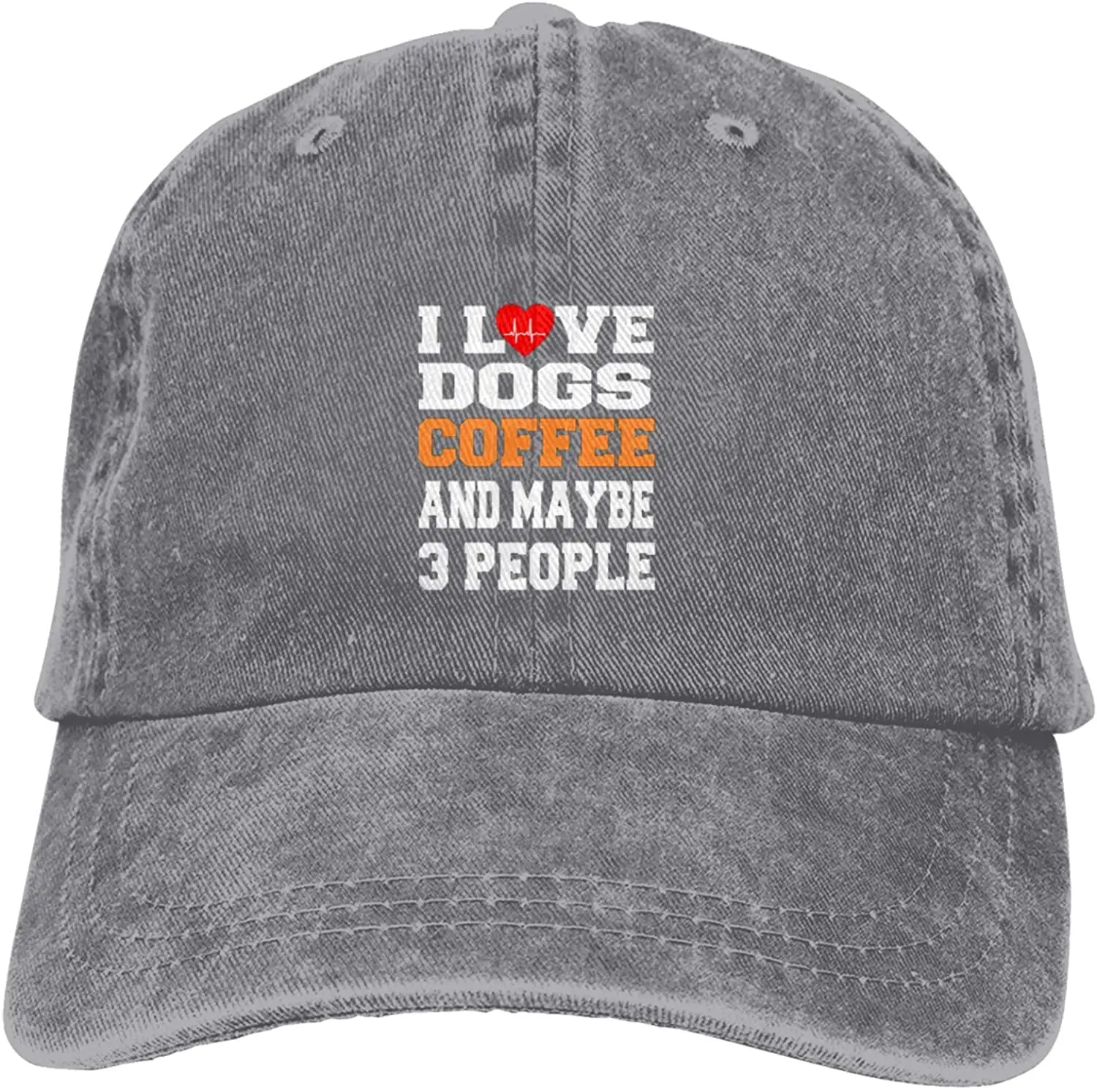 I Love Dogs Coffee and Maybe 3 People Baseball Caps Cotton Washed Adult Cowboy Hats Adjustable for Man Woman