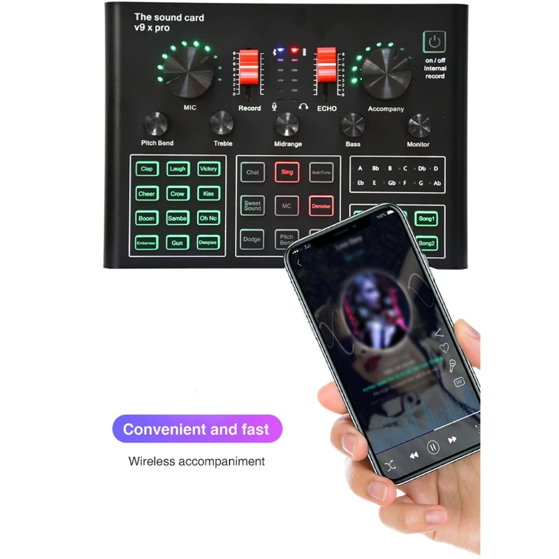 Профессиональный микшер V9X Pro звуковая плата компьютерный микрофон в реальном