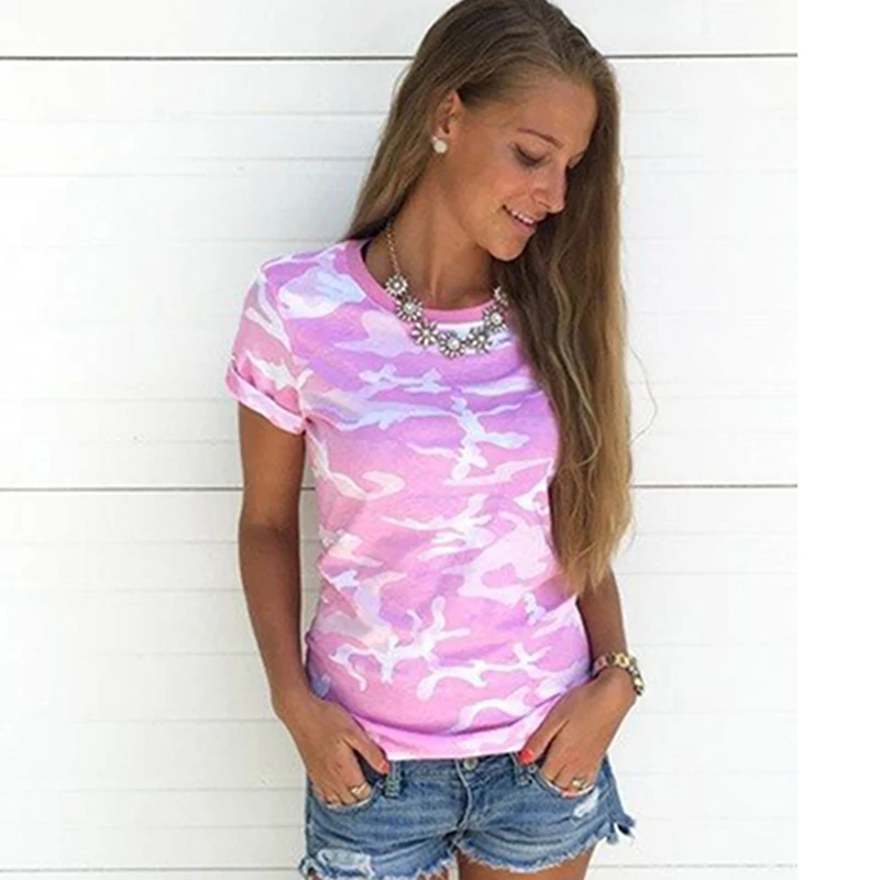 Модная женская рубашка блуза Tumblr камуфляжный топ с принтом коротким рукавом