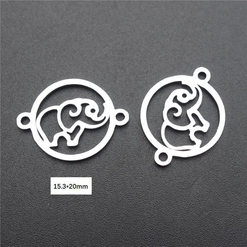 

Elephant Stainless Steel Connector Link Cut Out Charm for Bracelets Earrings Necklace Pendant Diy Jewelry 5 Pieces Pack