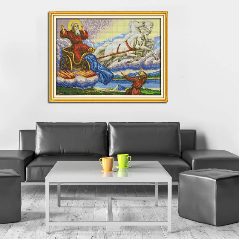 Набор для вышивки Санта-Клаус и карета 14 карат | Дом сад