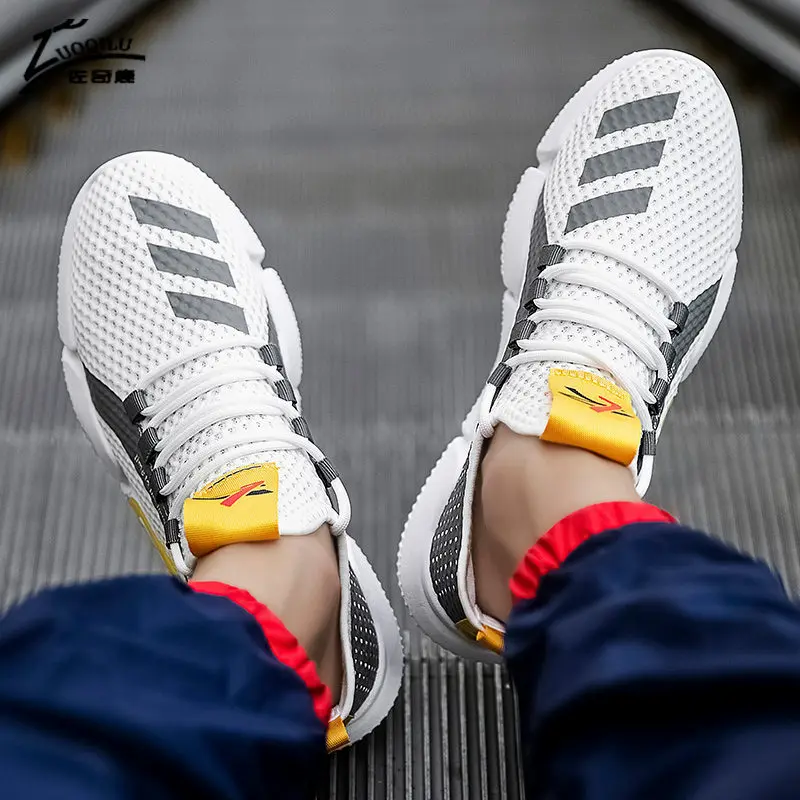 Кроссовки мужские сетчатые на шнуровке удобные повседневные легкие Уличная