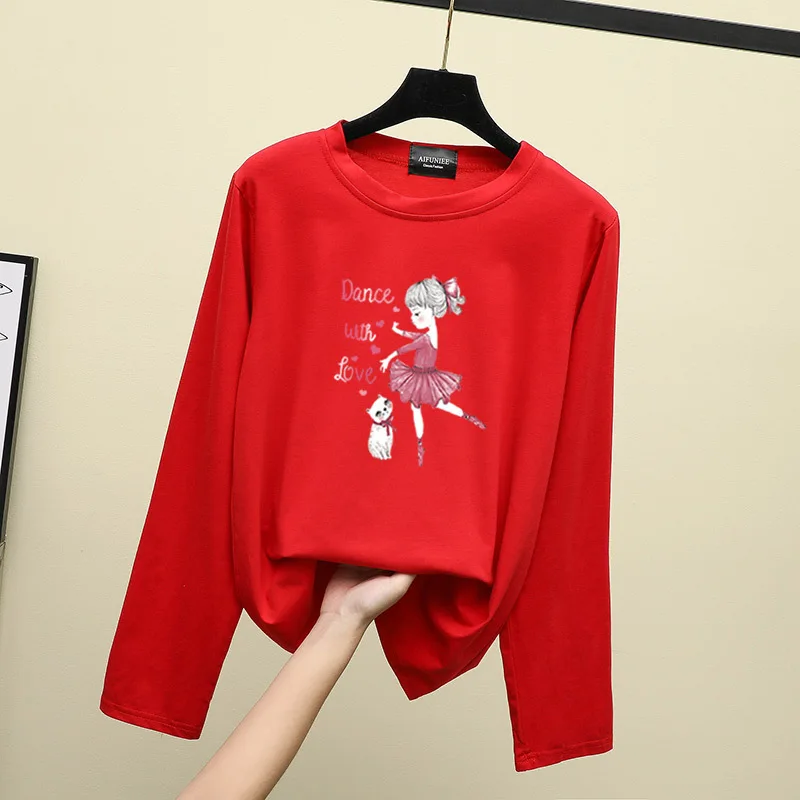 

Fashion Long Sleeve T Shirts Women New Hot Sale Student T-shirt Womens Fashion one