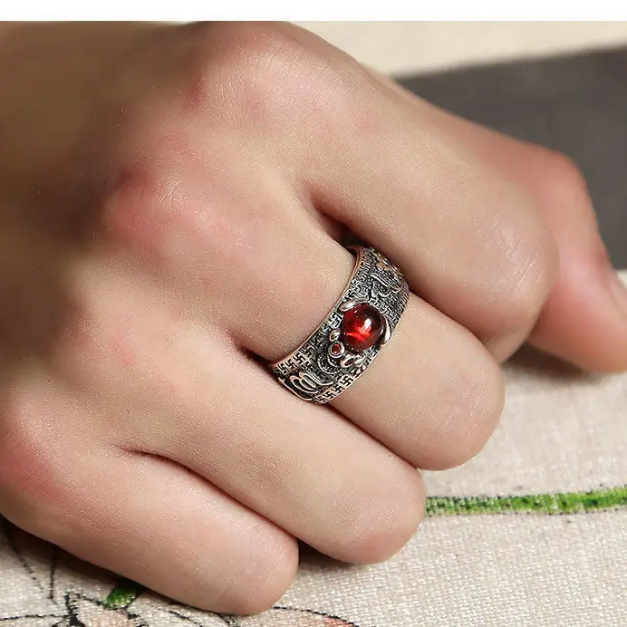 Ретро властная Для мужчин кольцо Национальный стиль Pi Xiu Фен Шуй богатство удачи