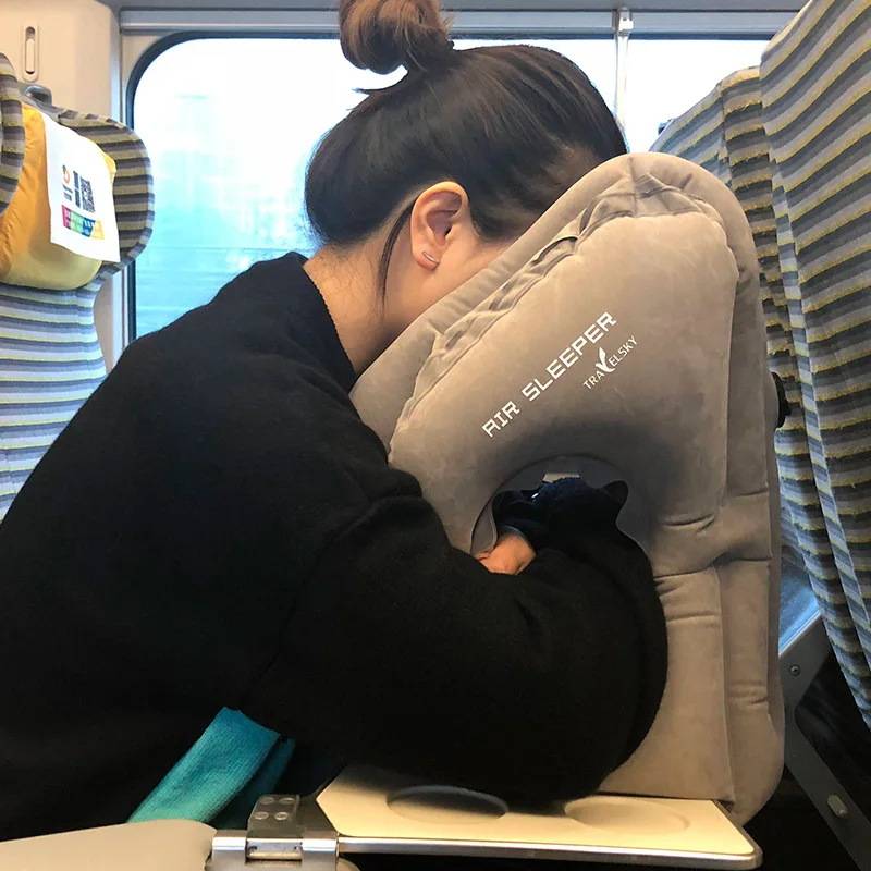 

Pillow Inflatable Air Cushion Travel Pillow Headrest Chin Support Cushions for Airplane Plane Car Office Rest Neck Nap Pillows