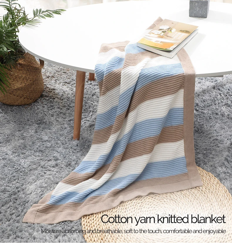 Детское хлопковое Вязаное детское одеяло, шерстяное жаккардовое одеяло, теплое и дышащее одеяло с кондиционированием воздуха