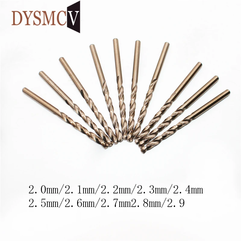 5 шт. 2,0 2,1 2,2 2,3 2,4 2,5 2,6 2,7 2,8 2,9 мм HSS-CO M35 кобальта Сталь цилиндрическим хвостовиком сверло биты для Нержавеющая сталь