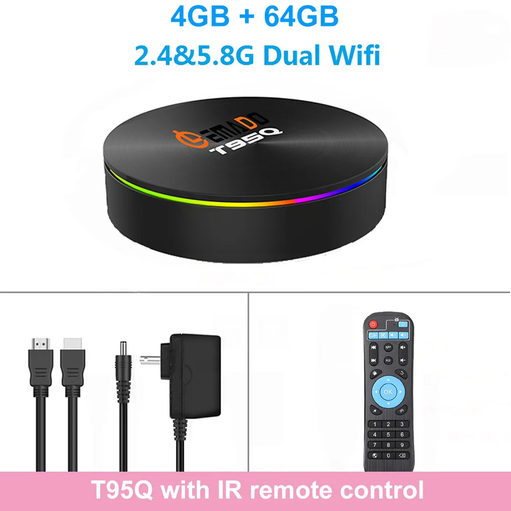 4G 64G Lemado T95Q ТВ приставка Android 9,0 S905X2 4 Гб ОЗУ 64 Гб ПЗУ поддержка 4K 2,4G+ 5,8G двойной wifi Bluetooth 4,1 Смарт ТВ приставка Android - Цвет: 4G 64G