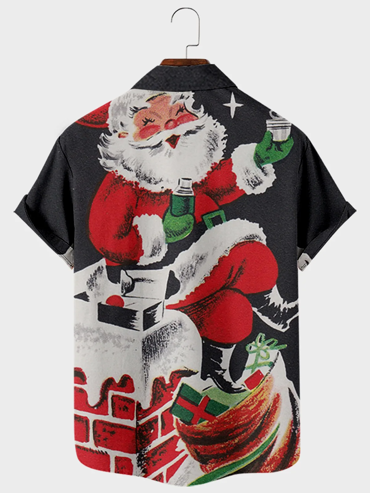 2021 New Cross Santa Claus  3d Digital Printing Trend Loose Short-Sleeved Shirt Men'S Top