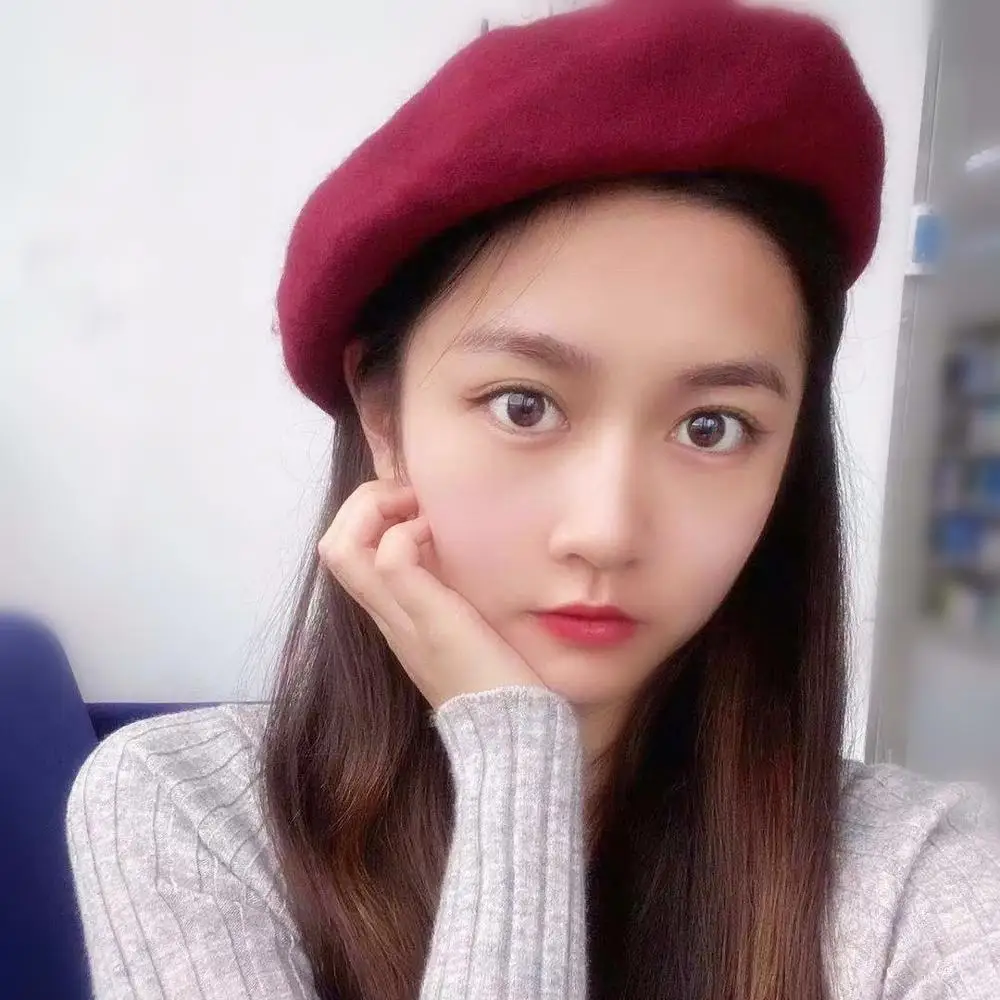 Женский берет французский художник теплая зимняя шапка винтажный однотонный