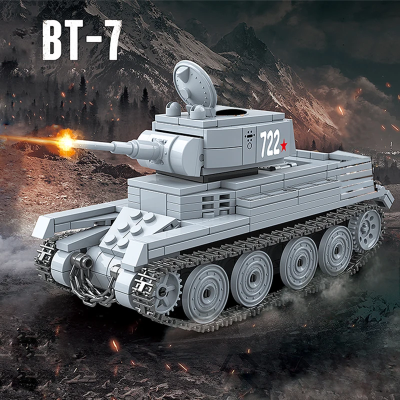 462 шт. военный советский BT-7 светильник Танк солдат строительные блоки WW2 Танк оружие аксессуар кирпичи армейские игрушки для детей Подарки