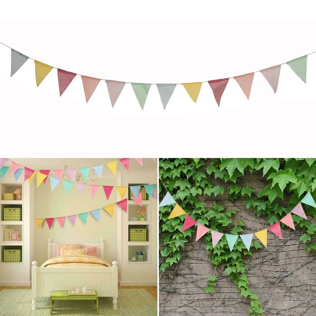 Разноцветные джутовые льняные флаги 3 5 м 12 флагов вымпела многоразовые флажки