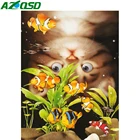 AZQSD Алмазная художественная живопись кошка домашний Декор подарок художественная Бриллиантовая мозаичная фигурка животного рыба крестиком полная квадратная дрель вышивка распродажа