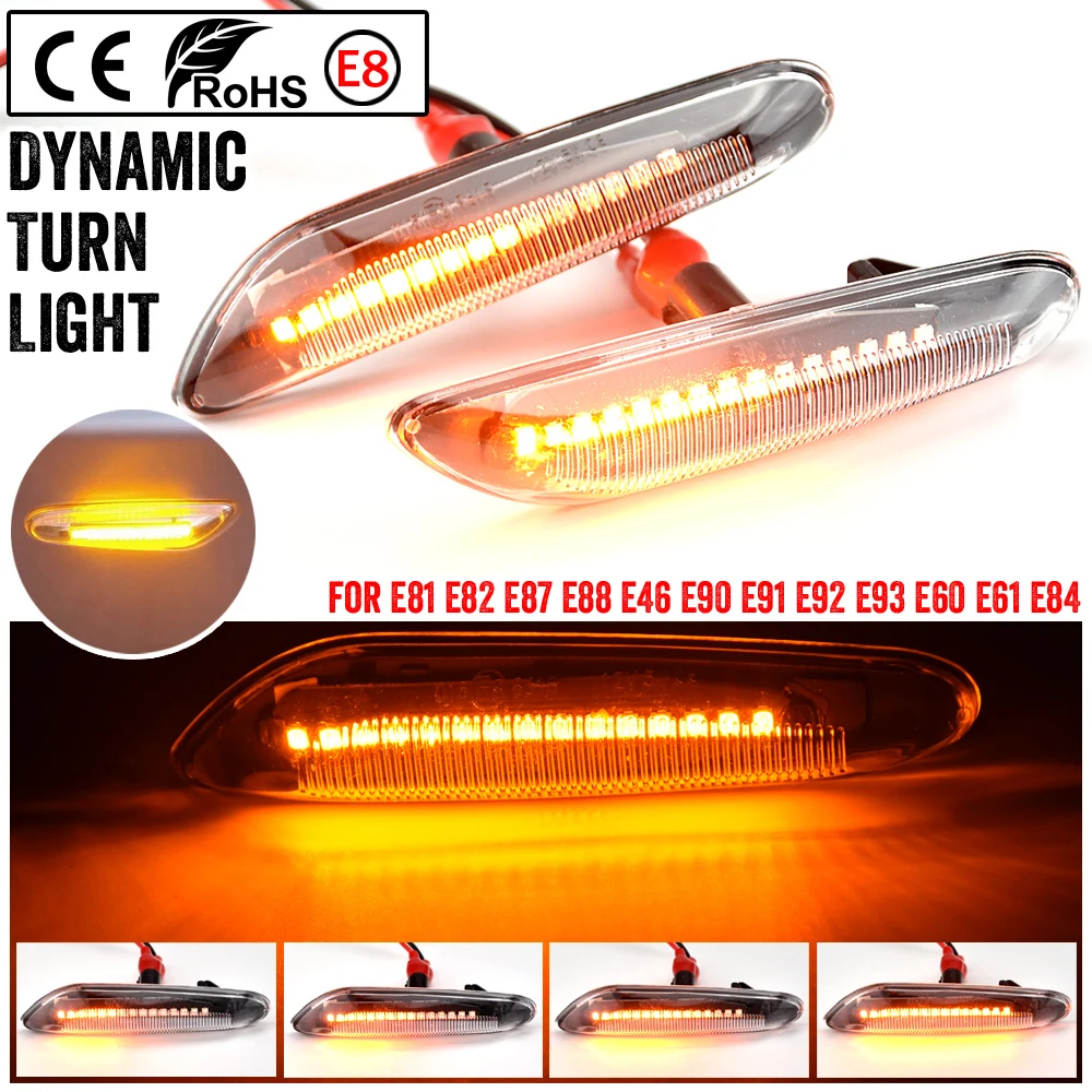 

2pcs for BMW Led Dynamic Side Marker Turn Signal Light Sequential Blinker Light for E90 E91 E92 E93 E60 E87 E82 E46 Error Free