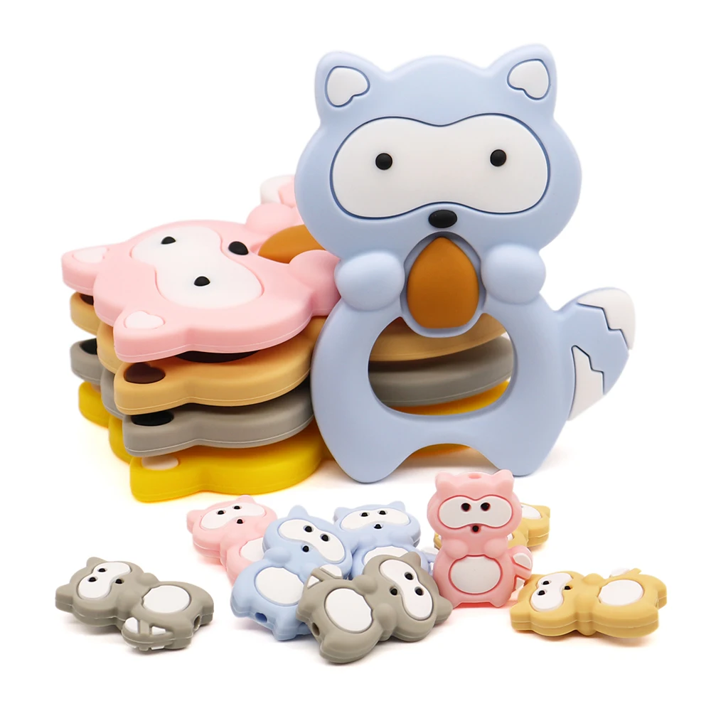 

New Squirrel Baby Teether Silicone Teething Koara Beads 5Colors Chewable DIY Pacifier Chain For Infant Teether Pendant Gifts
