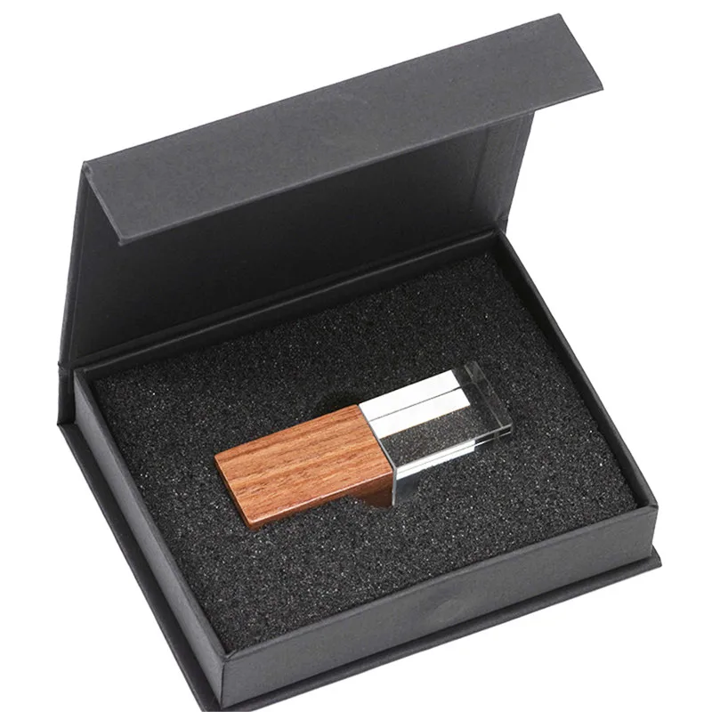 JASTER Walnut Crystal usb 2,0 4 ГБ 8 ГБ 32 ГБ 64 Гб 128 ГБ флеш-накопитель с черной упаковочной коробкой(10 шт. бесплатный логотип - Цвет: walnut usb and box