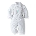 Официальные костюмы для маленьких мальчиков, детская одежда джентльмена, белая рубашка + брюки на бретелях, детское платье на день рождения и свадьвечерние